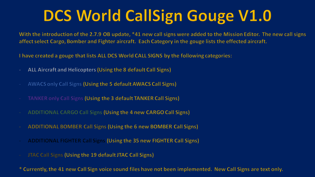 DCS World Call Sign Gouge V1.0