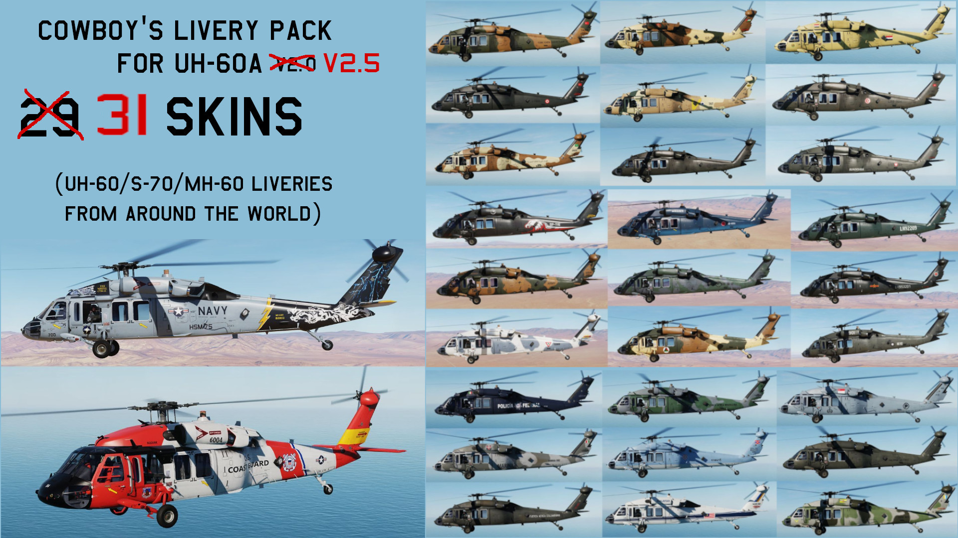 UH-60a Livery Pack (Multiple Country H-60 variants)