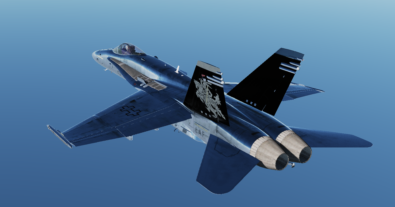 Fictional LTU team chrome livery for F/A-18C