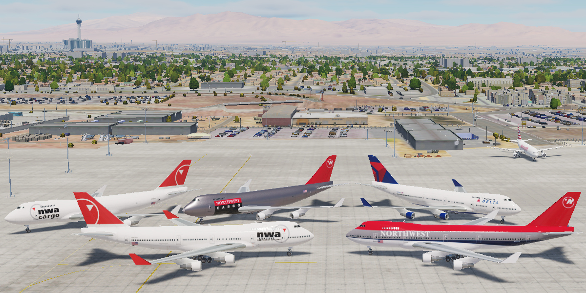 Northwest Airlines (NWA) and Delta Air Lines (DAL) Liveries for B747 in Civil Aircraft Mod (CAM) Rev 2