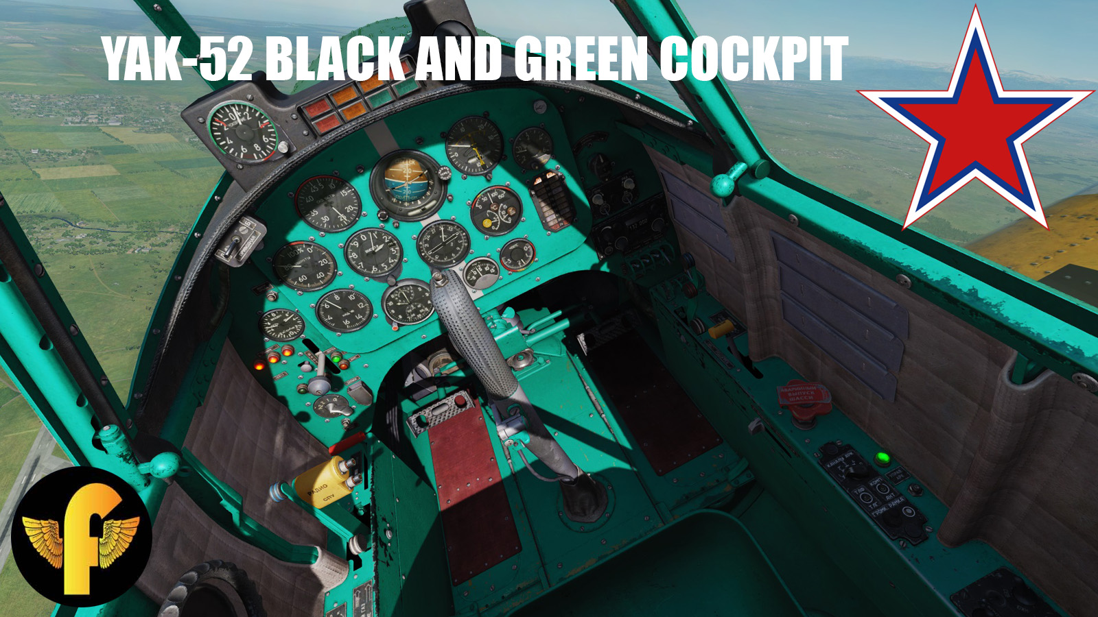 Green and Black cockpit livery for Yak-52