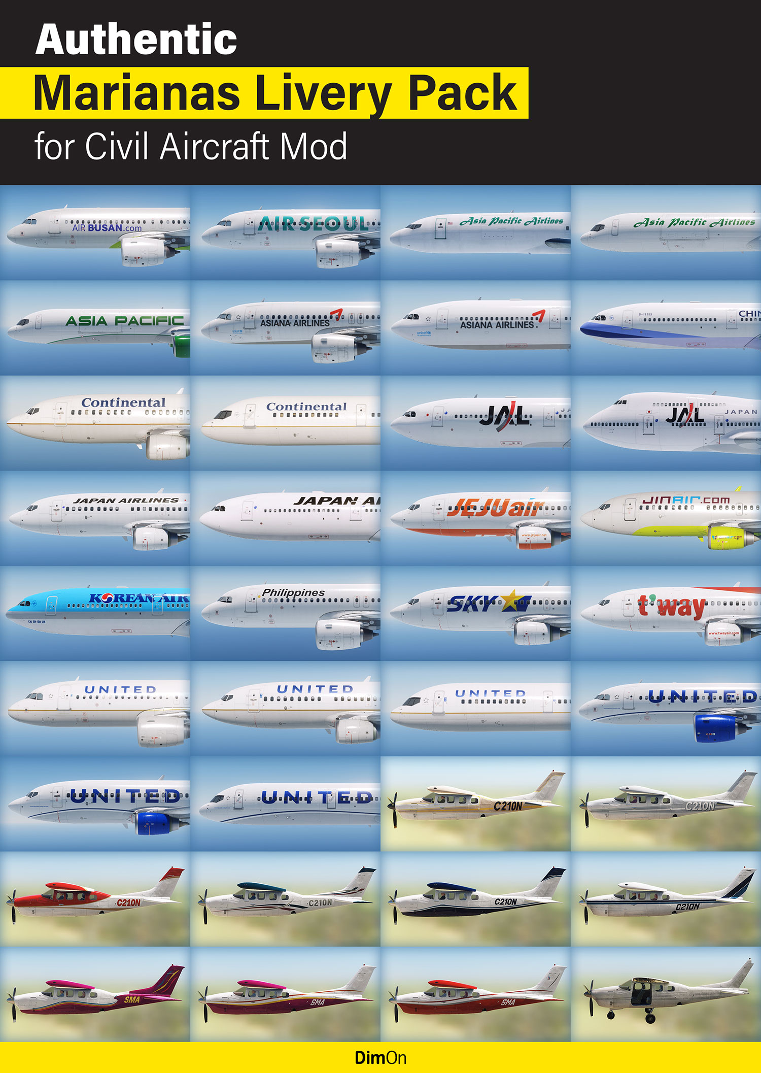 Authentic Marianas Livery Pack for Civil Aircraft Mod (CAM)