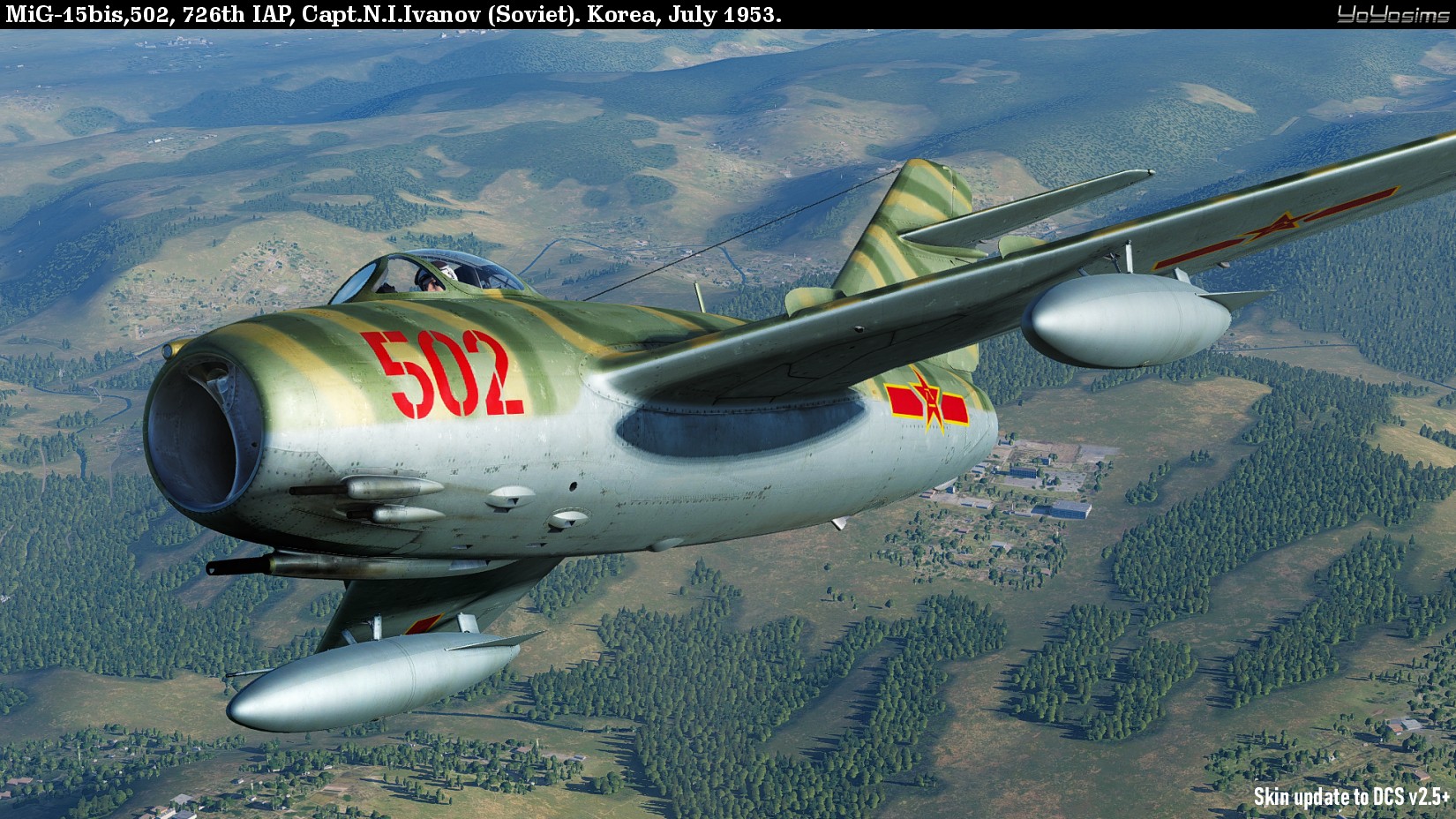 MiG-15bis, 502, Pilot - Capt.N.I.Ivanov (Soviet). Korea, July 1953