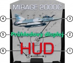 Český popis HUD displeje pro Mirage 2000C.