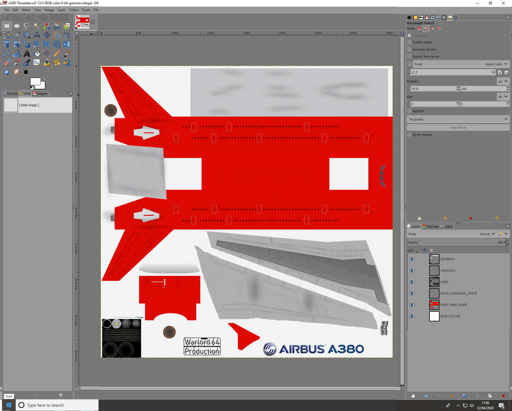 Airbus A380  Skin Template  for Civil Aircraft Mod