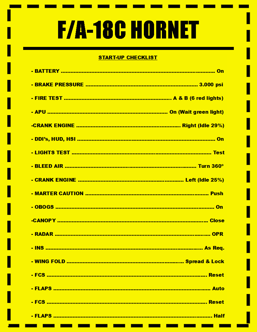 F/A-18C Hornet Checklist Start/GPU/Create Waypoints 1.0