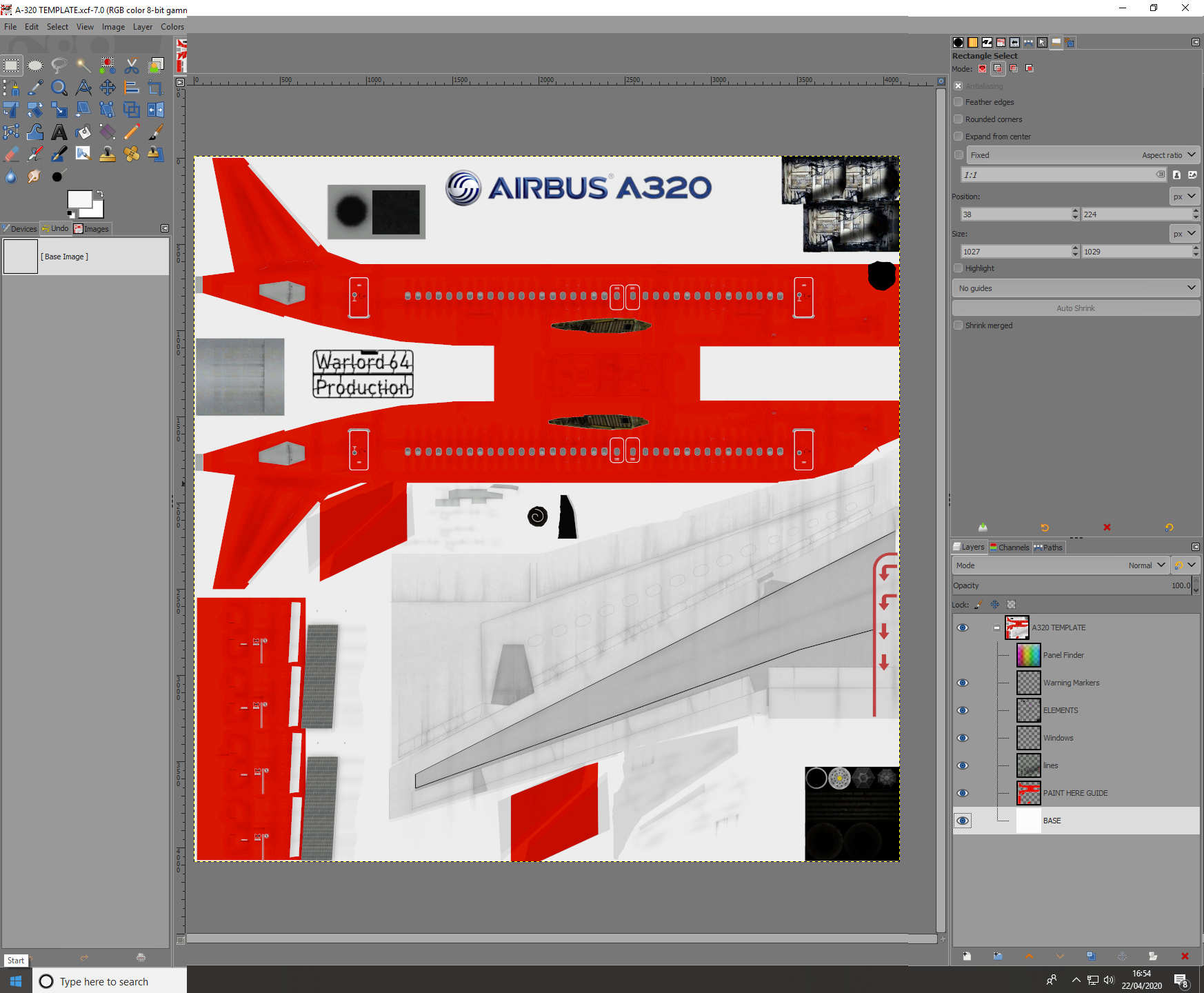 Airbus A320 Skin Template for Civil Aircraft Mod