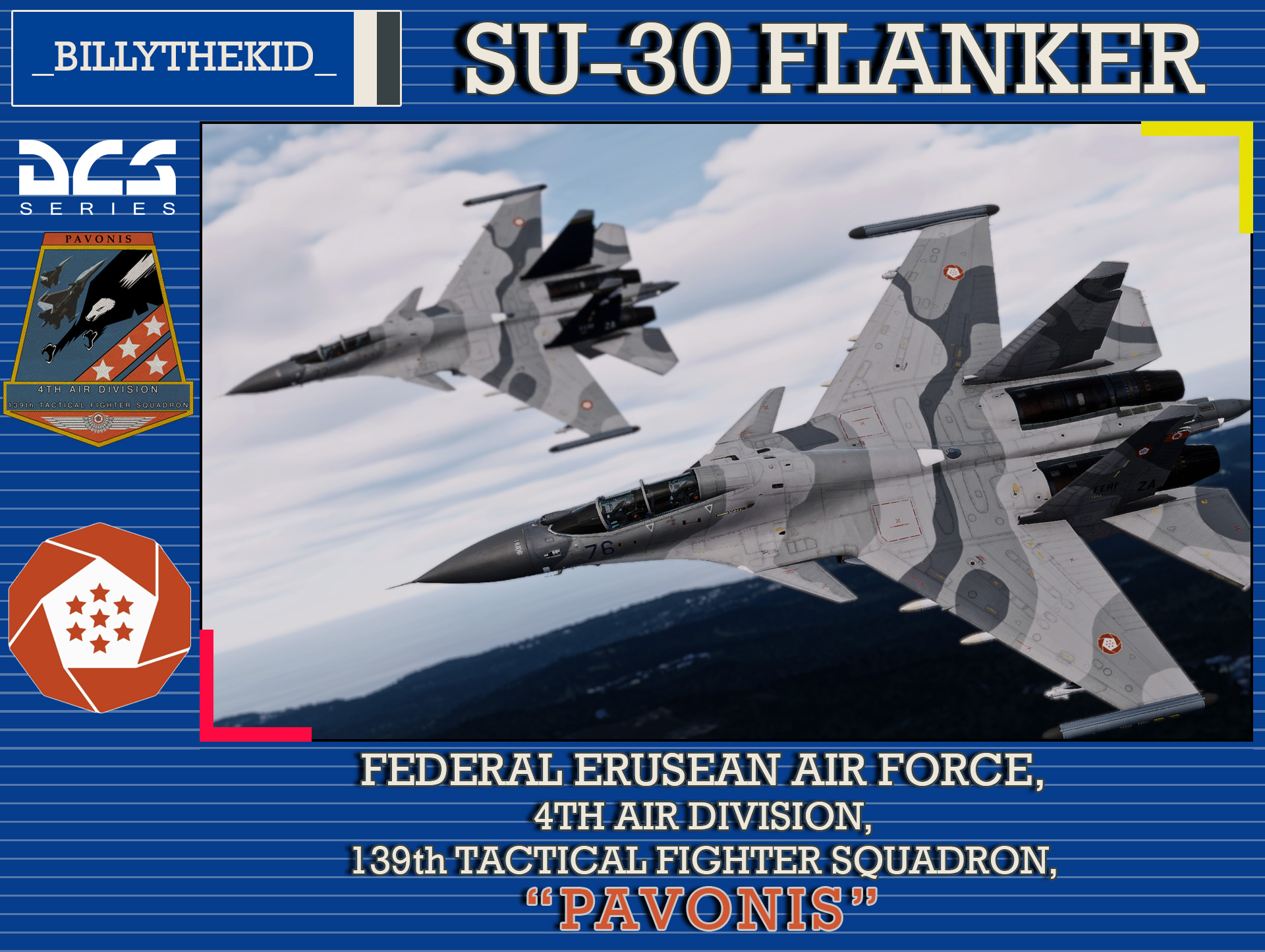 Ace Combat - Federal Erusean Air Force - 4th Air Division - 139th Tactical Fighter Squadron "Pavonis" SU-30 Flanker