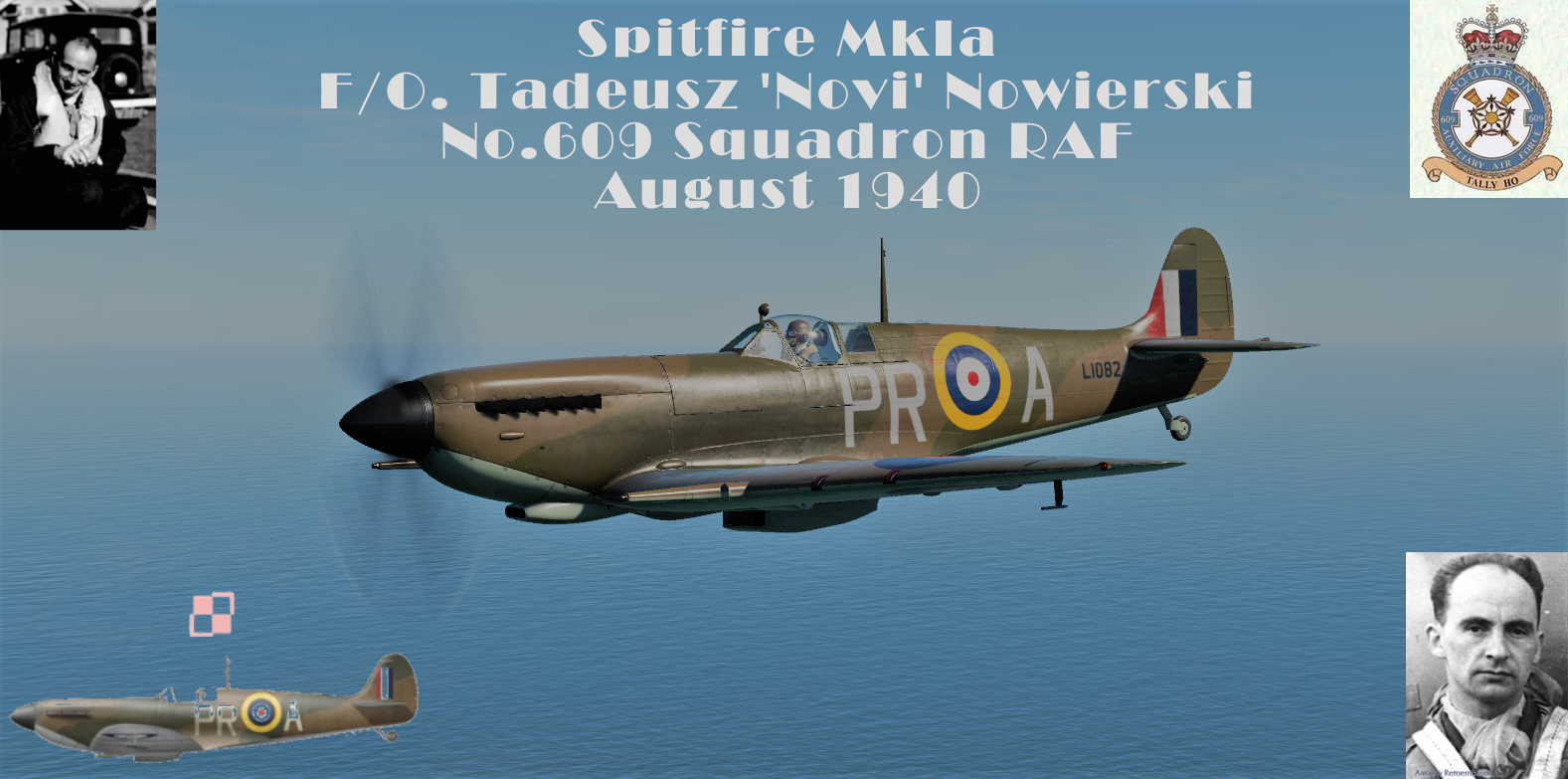 Spitfire Mk.Ia F/O Tadeusz 'Novi' Nowierski No.609 Sqadron RAF August 1940