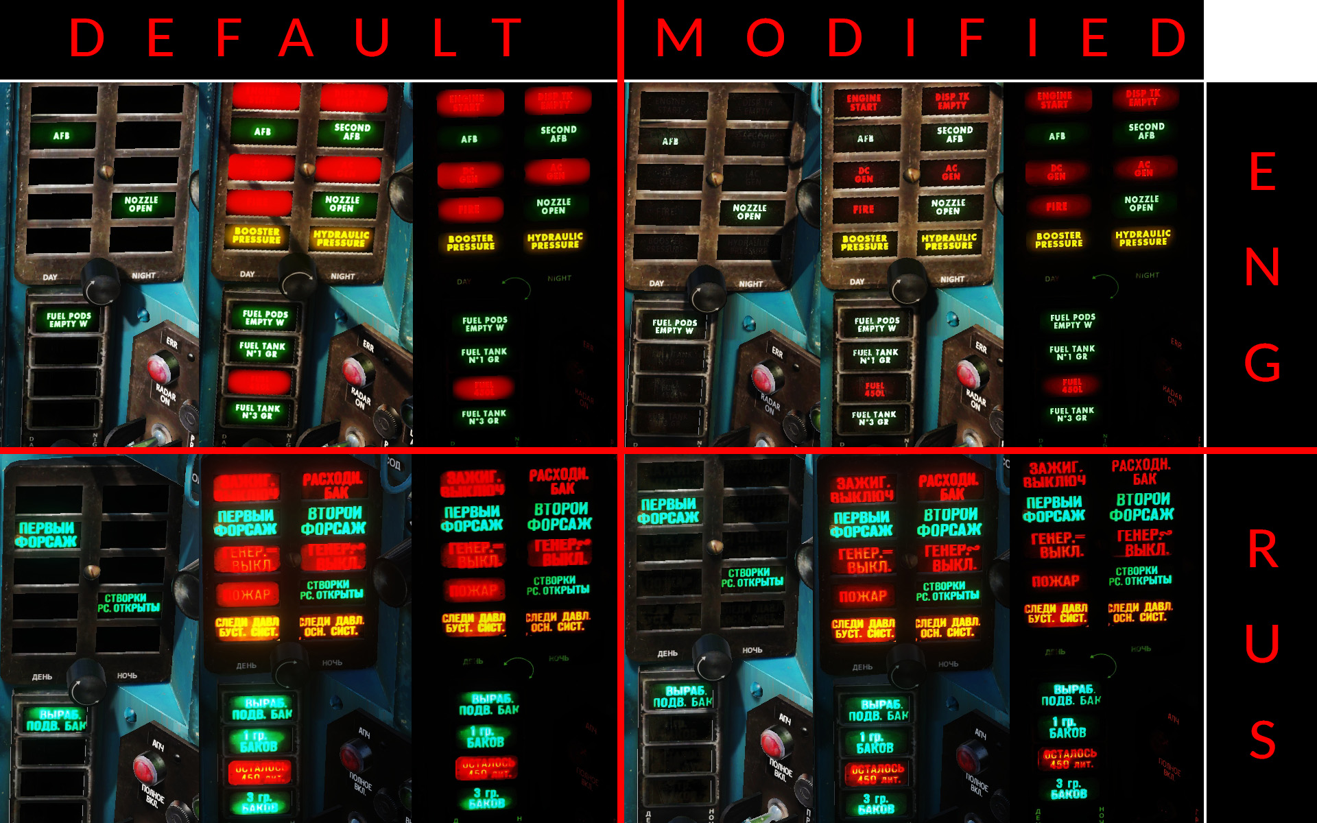 Better warning lights for MiG-21 ENG & RUS cockpit (with optional clean canopy)