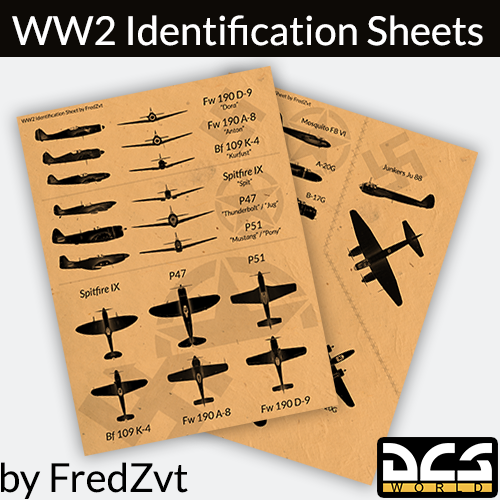 WW2 Plane Identification Sheets Kneeboards