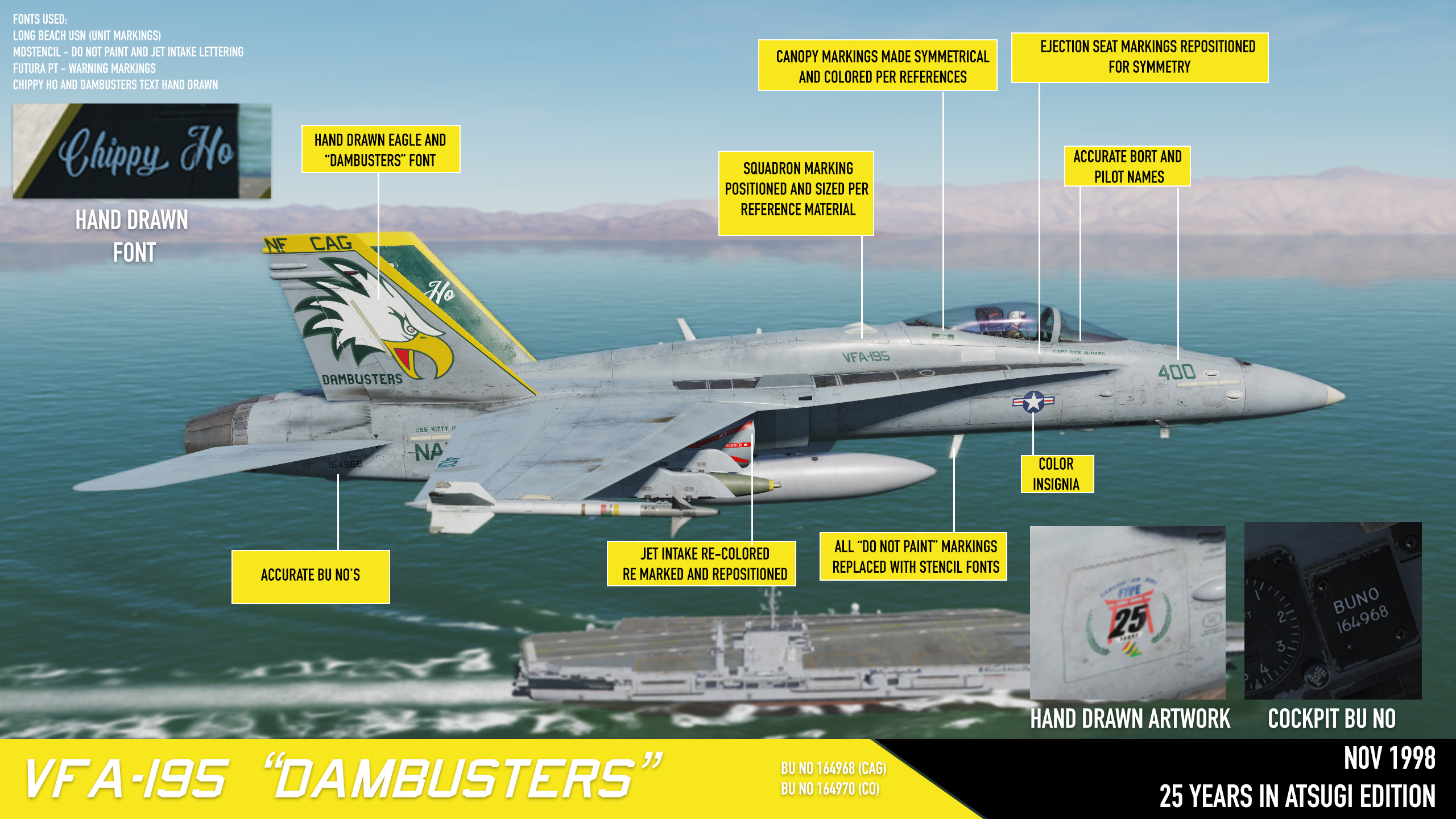 VFA-195 "Dambusters" (Nov 1998) BU164968 (CAG) and BU164970 (CO) 
