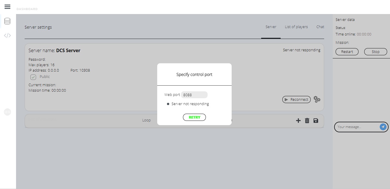DCS Dedicated Server Frontend Bright Colors