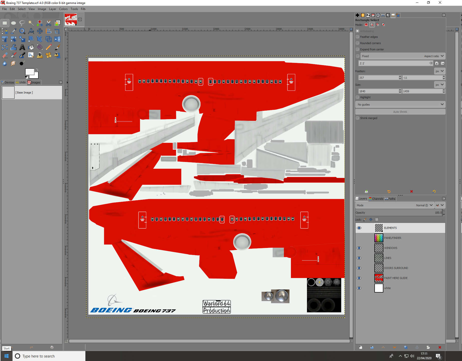 Boeing 737 Skin Template for Civil Aircraft Mod