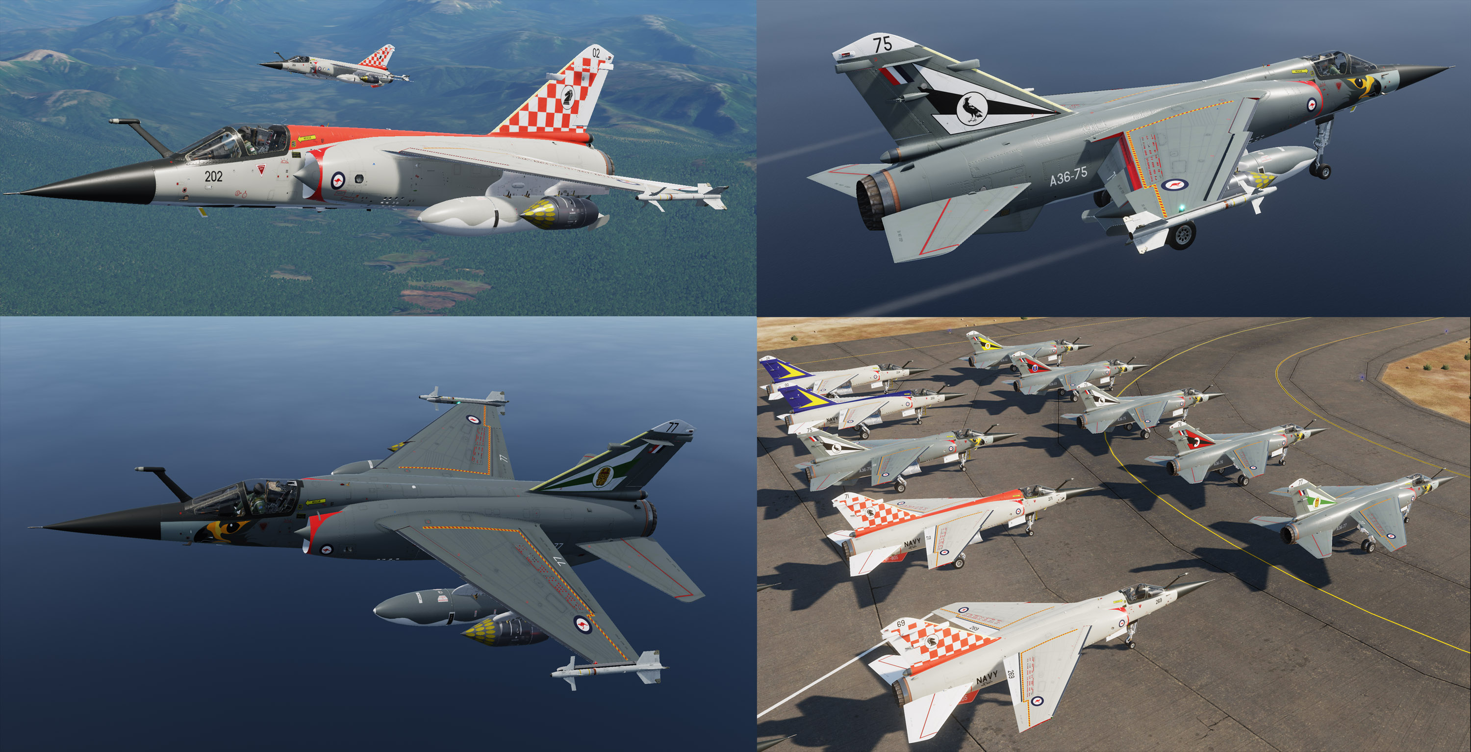 Australian Mirage F-1CE/EE : 1 of 2: RAN 805 and 724 Sqn & RAAF Grey with Hawk Nose