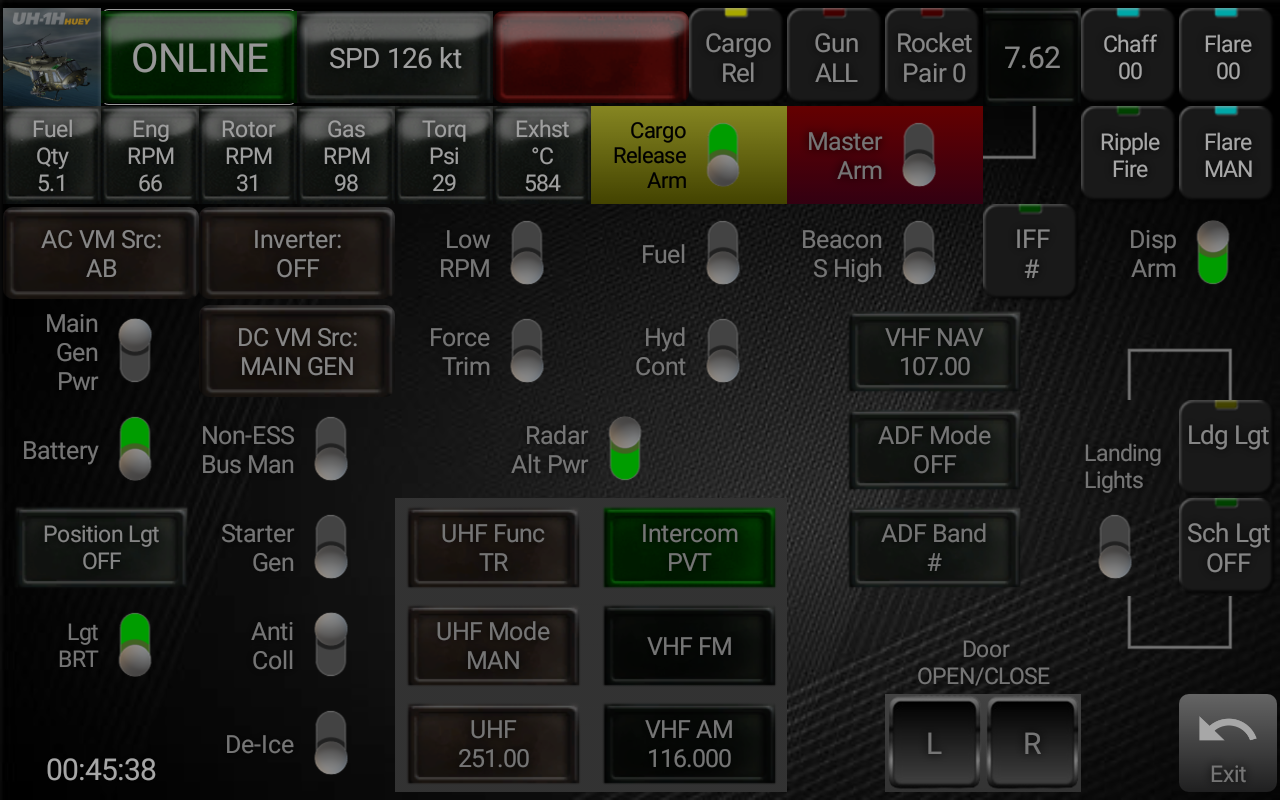 DCS-COINS: UH-1H Huey Dashboard