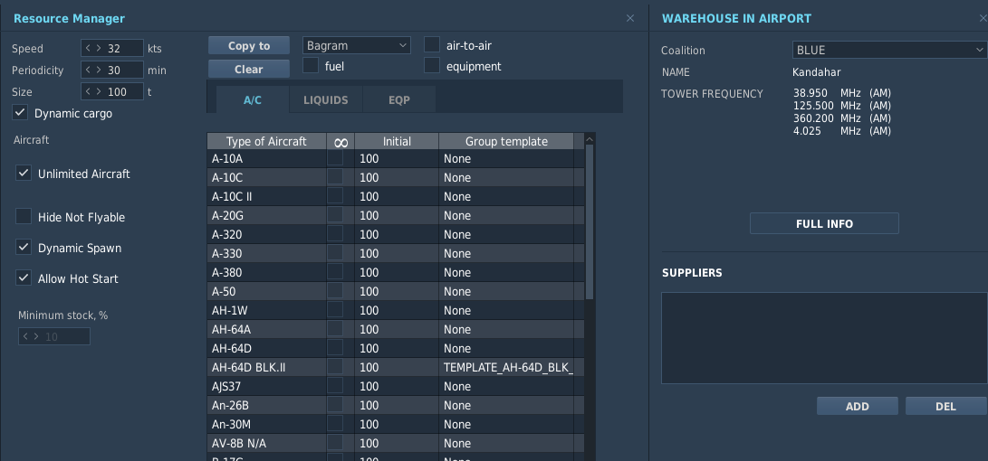 Aircraft Dynamic Spawn Template Update for all Airbase 