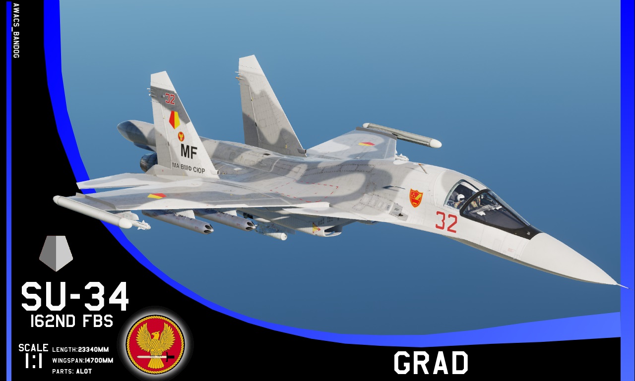 Ace Combat - Yuktobanian Air Force 162nd Fighter Bomber Squadron "Grad" Su-34