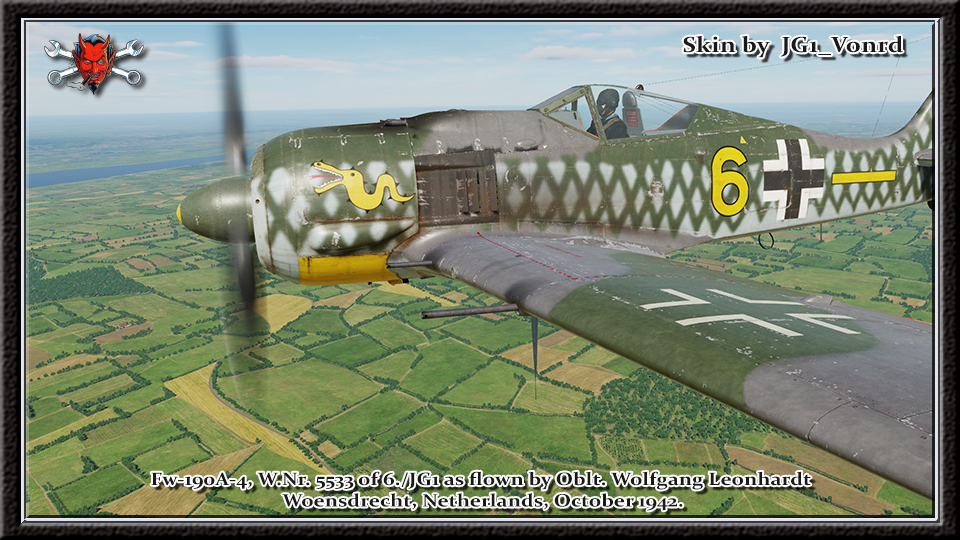 Fw-190A-4 Yellow 6 as flown by Oblt. Wolfgang Leonhardt with and without swastika.