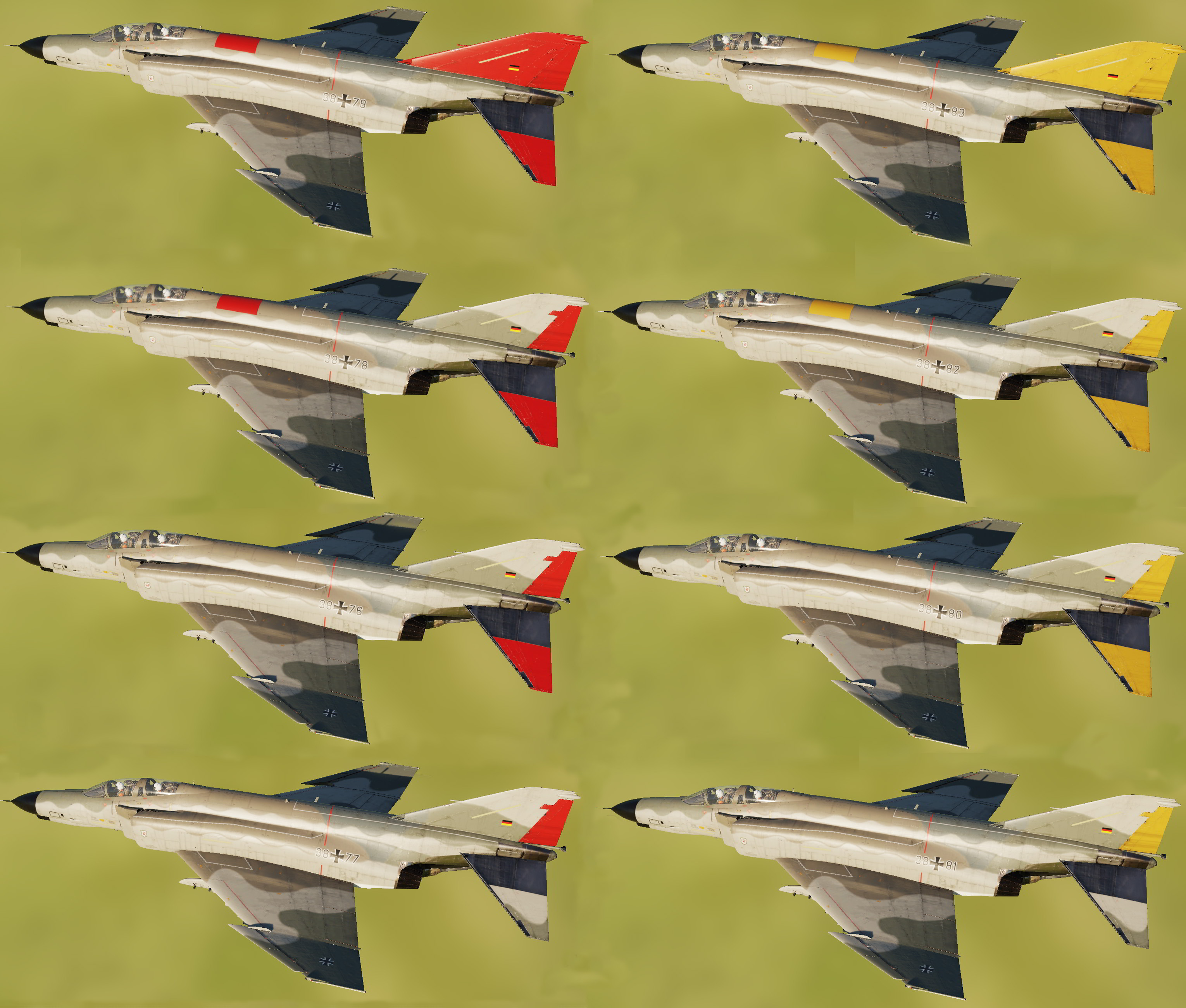 Fictional F-4 Phantom II pack in NORM81b with colored markings for 1.JG71 "Richthofen" - Revised April 27, 2025