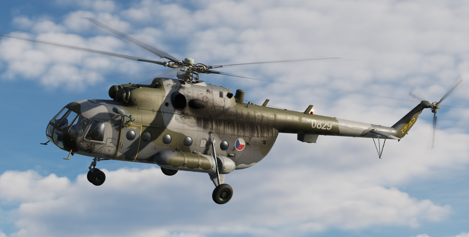 Historic Czech Mi-17 camouflage with colored insignia