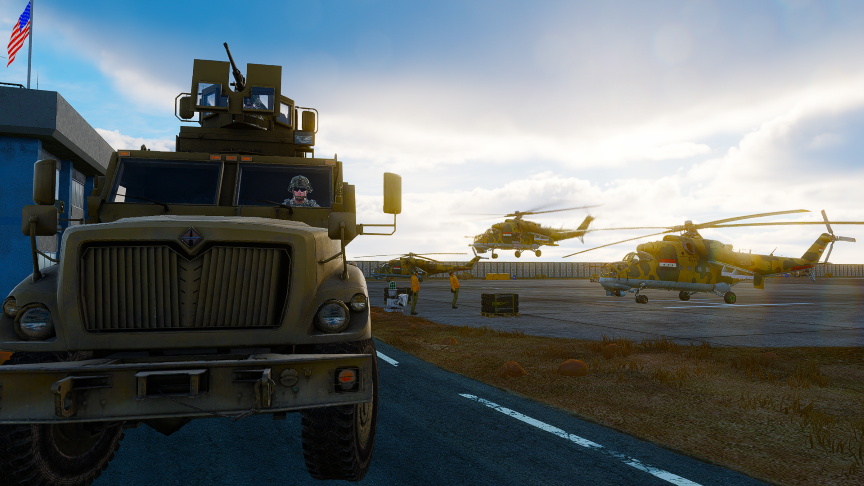 Iraqi Special Forces Escort MI-24P Hind