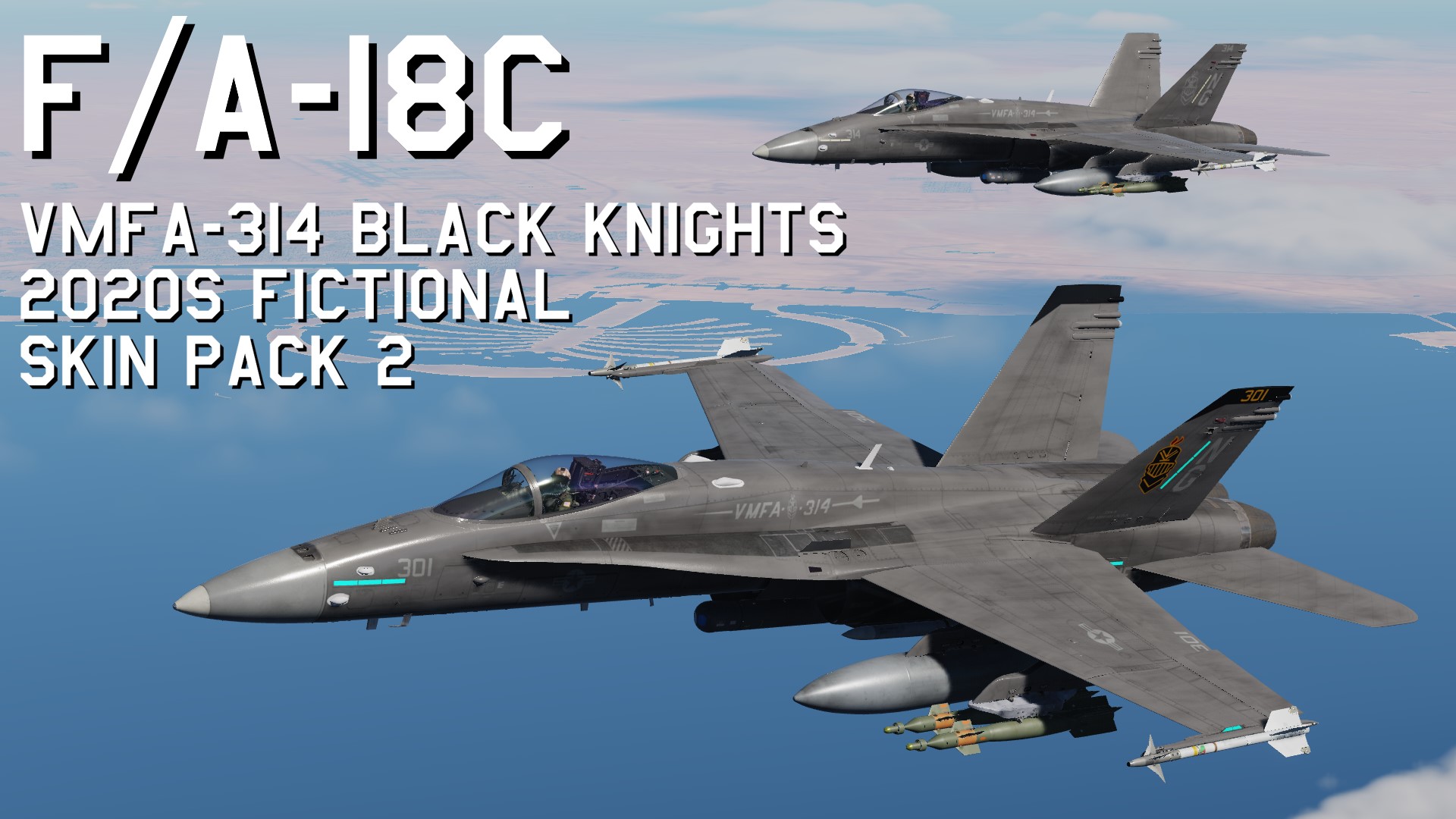 FA-18C VMFA-314 Black Knights 2020s fictional 4K Skin Pack 2