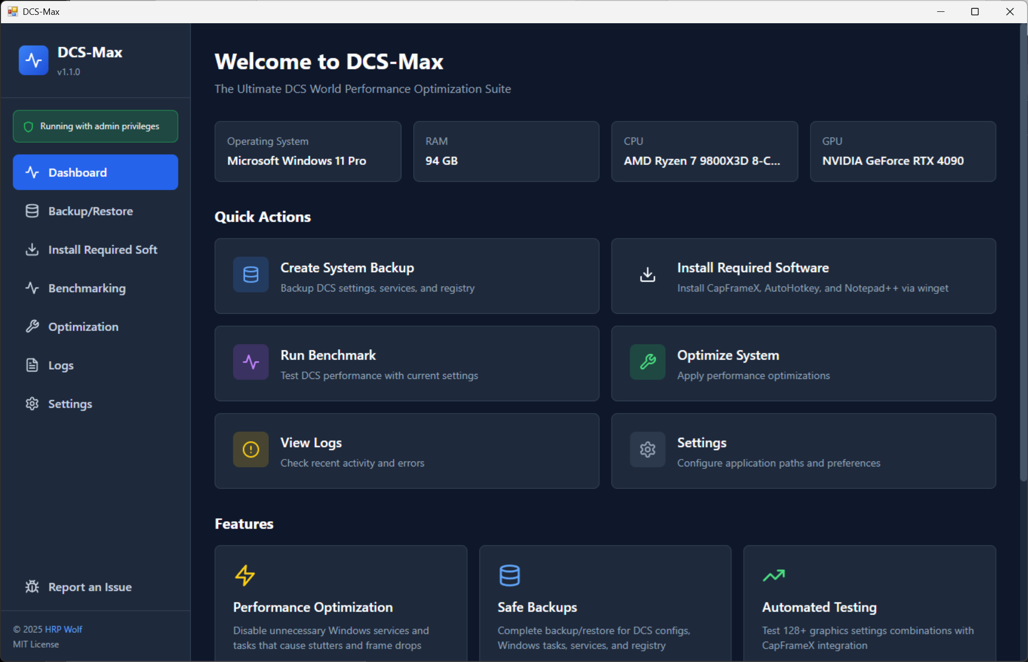 DCS-Max Performance Optimization Suite