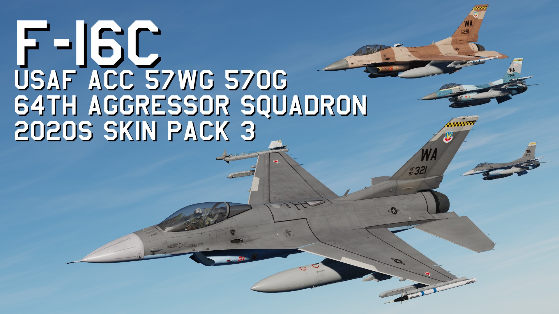 USAF ACC F-16C 57WG 57OG 64AGRS 2020s Skin Pack 3