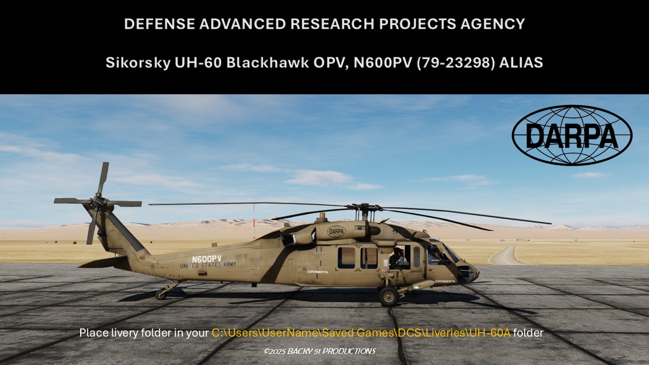 Sikorsky UH-60A Blackhawk OPV, N600PV (79-23298) Livery