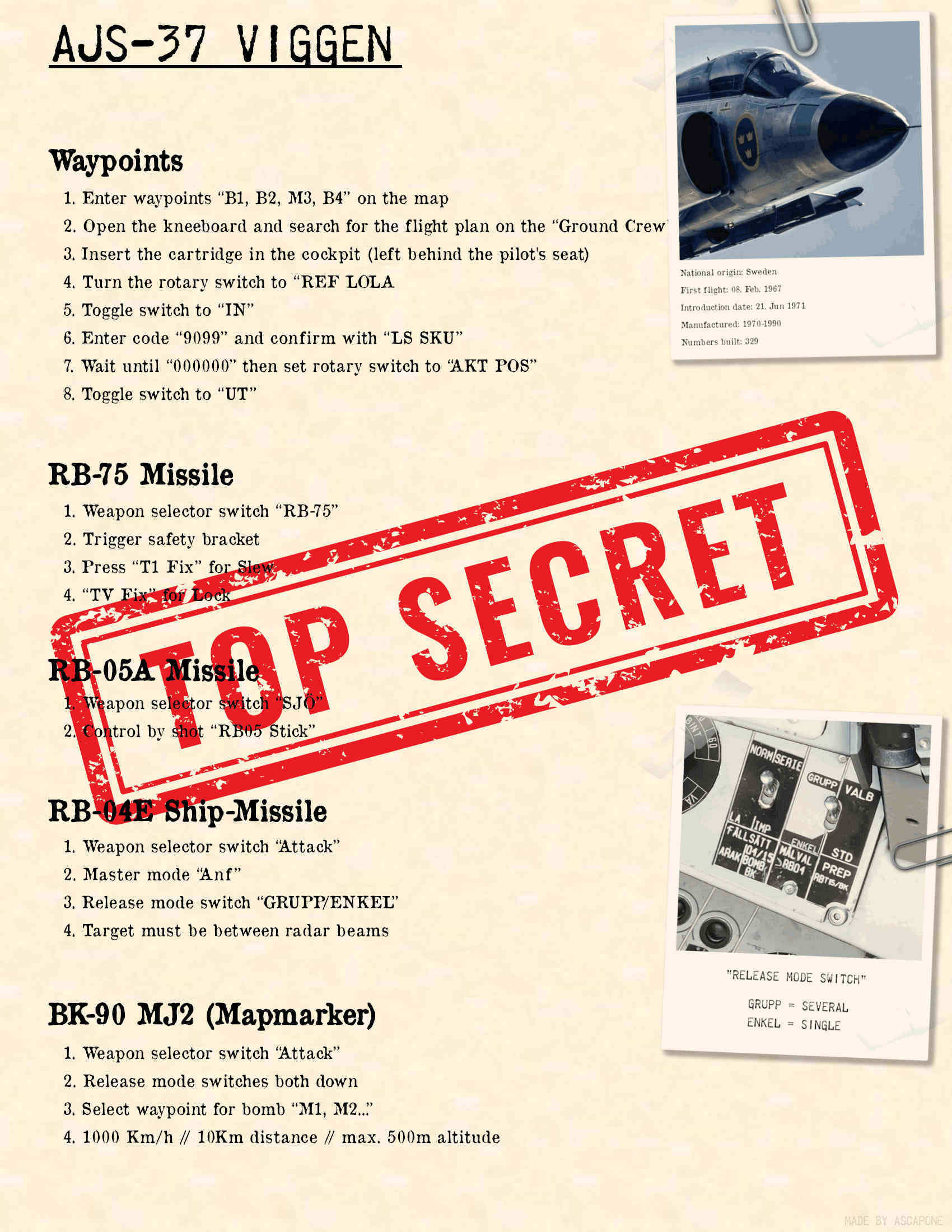 AJS-37 Viggen Kneeboard English