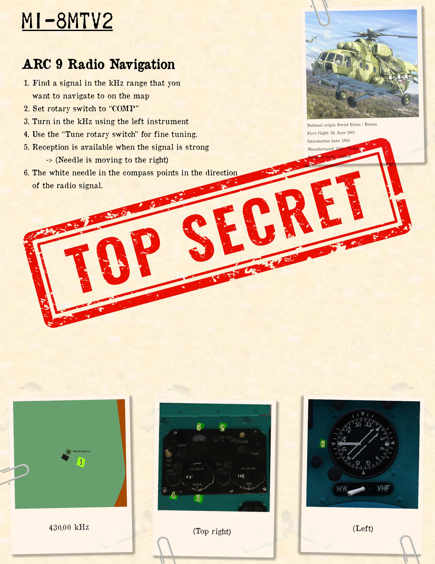 Mi8 ARC-9 Navigation Kneeboard