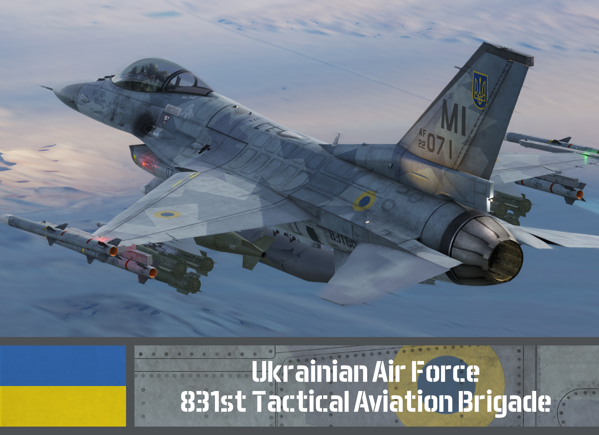 F-16C - 831st Tactical Aviation Brigade, Low-Viz Splinter | Ukraine (8k, Fictional)