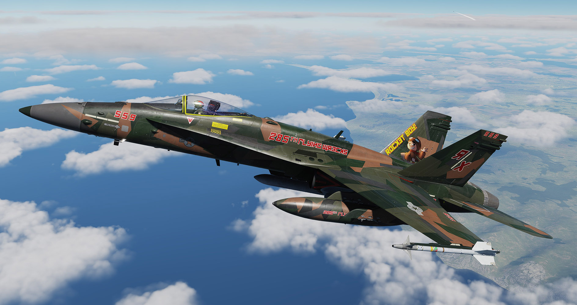  285th Flying Wrecks F/A-18C Rocket Boy!  BDU Green