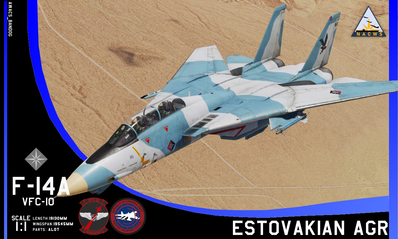 Ace Combat - Emmerian Navy - Naval Air Combat Weapons School - Fighter Composite Squadron 10 "Headhunters" F-14A Estovakia