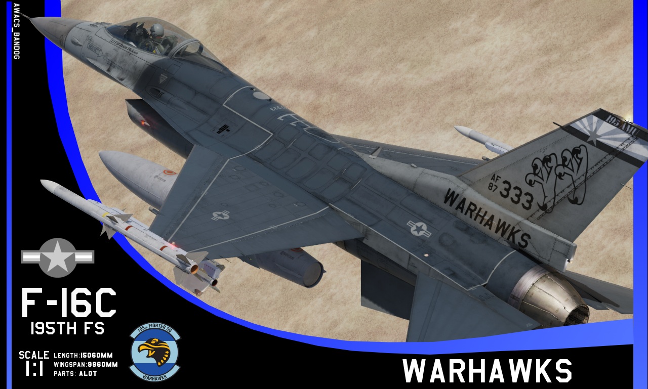 195th Fighter Squadron ‘Warhawks’ F-16C Arizona Air National Guard 87-333