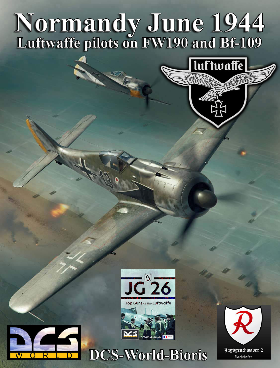 Normandy June 14, 1944 - German Luftwaffe Version - FW190 und Bf-109 - WWII Assets Pack