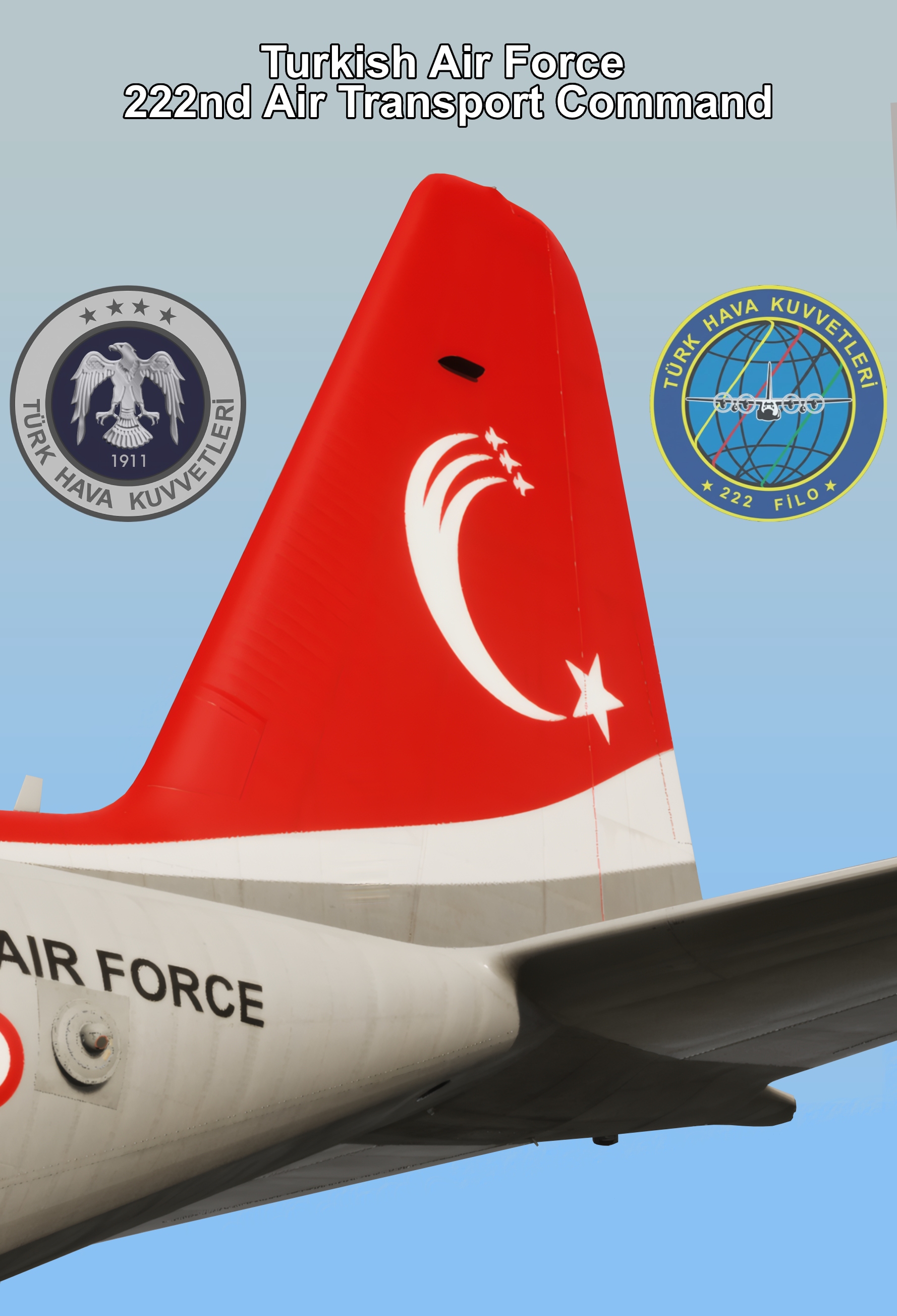 C-130 Turkish Air Force 222nd Air Transport Command "Alev" Turkish Stars Special Scheme (4K)