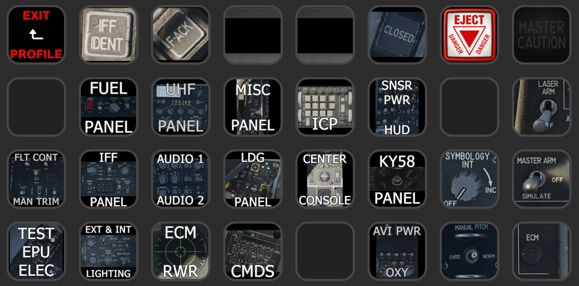 RogueSpecterGaming's F-16 Stream Deck XL Profile