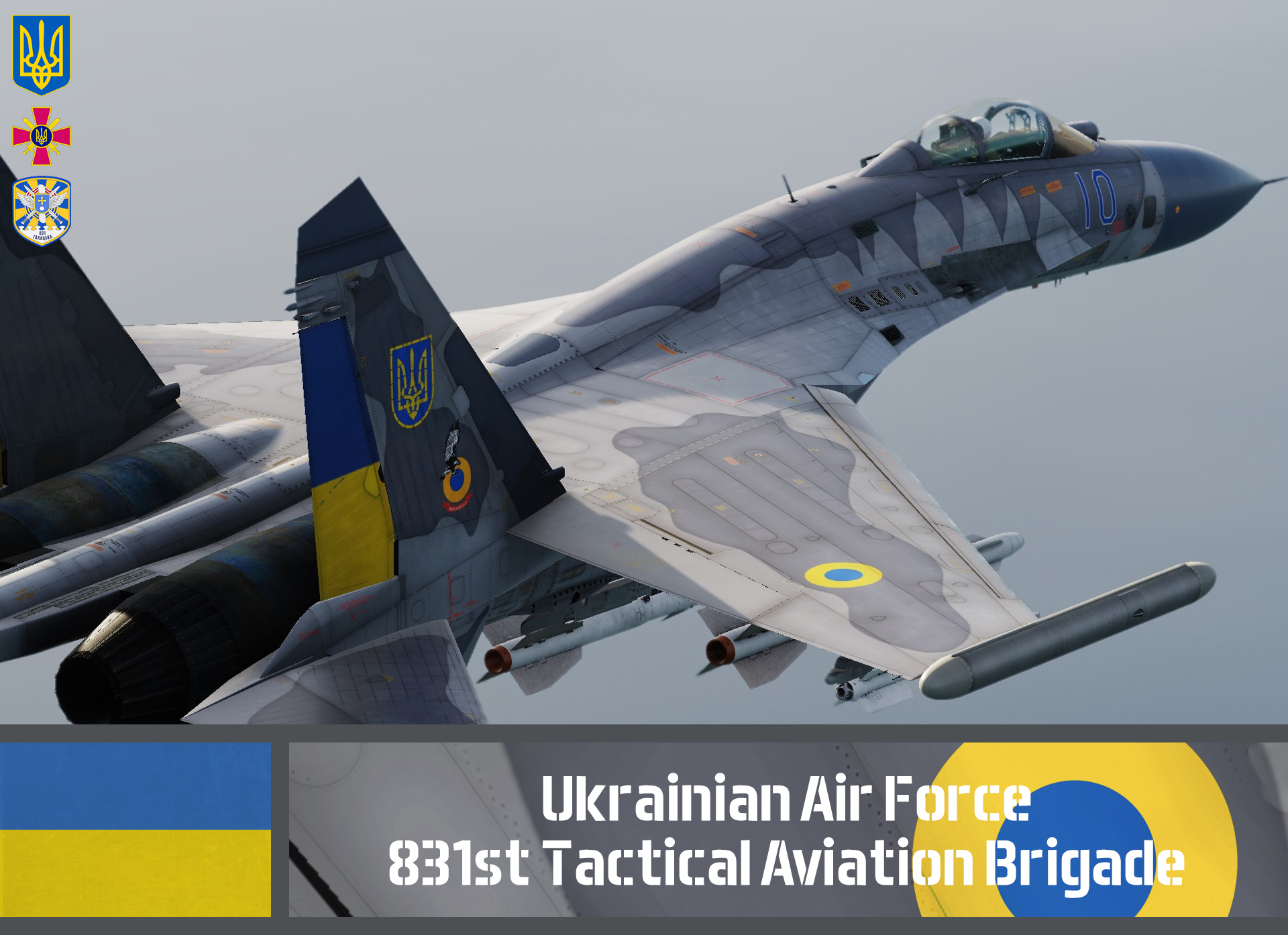Su-27-1M - 831st Tactical Aviation Brigade, Low-Viz Grey | Ukraine (Realistic)