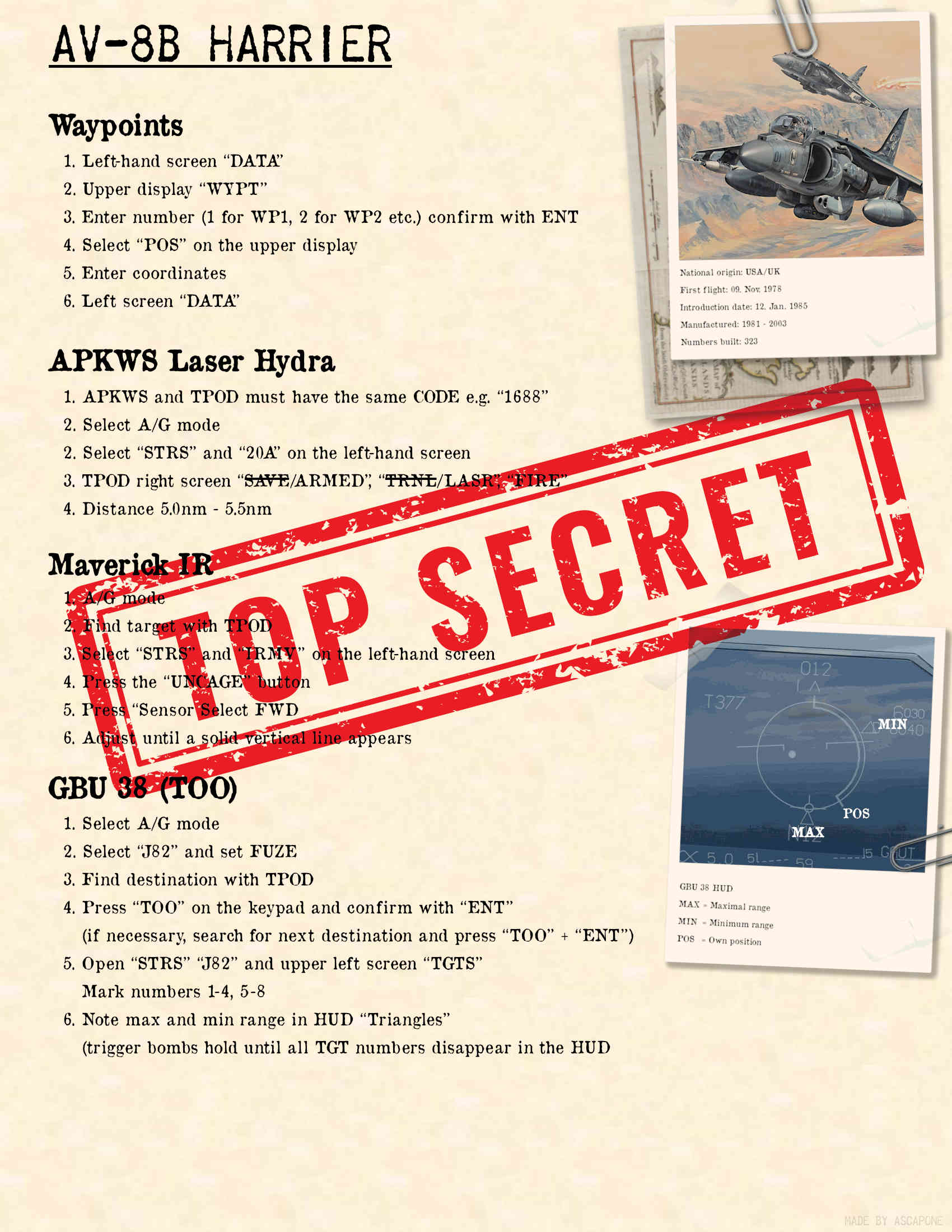 AV-8B Kneeboard English