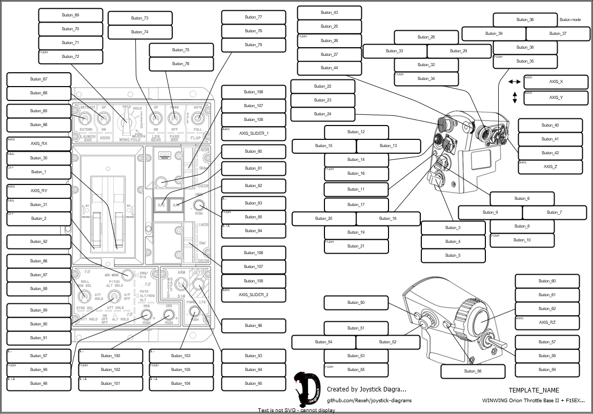 WINWING Orion Throttle Base II + F15EX HANDLE L + F15EX HANDLE R - Joystick Diagrams Template (joystick-diagrams.com)