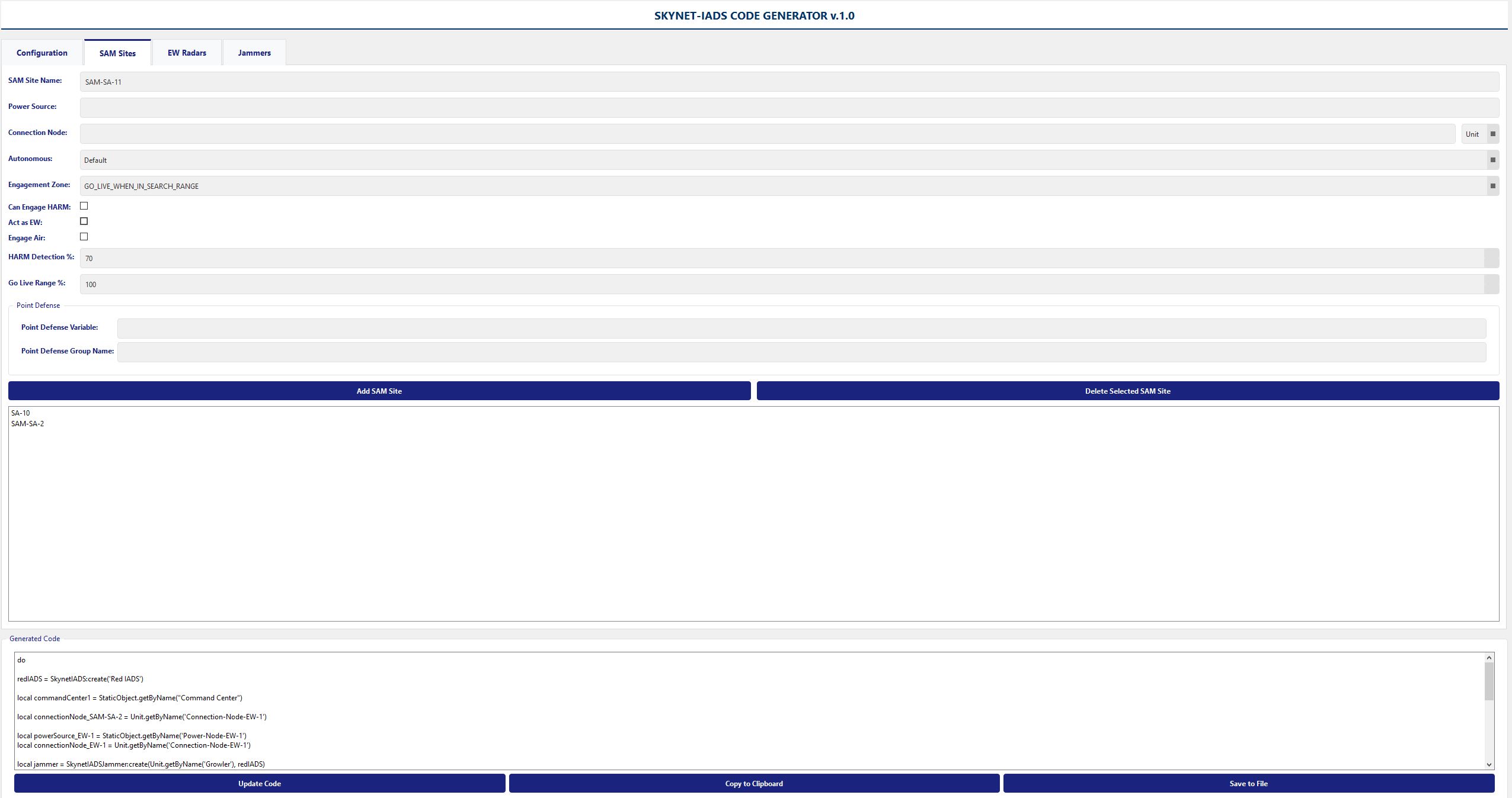 Skynet-IADS Code Generator
