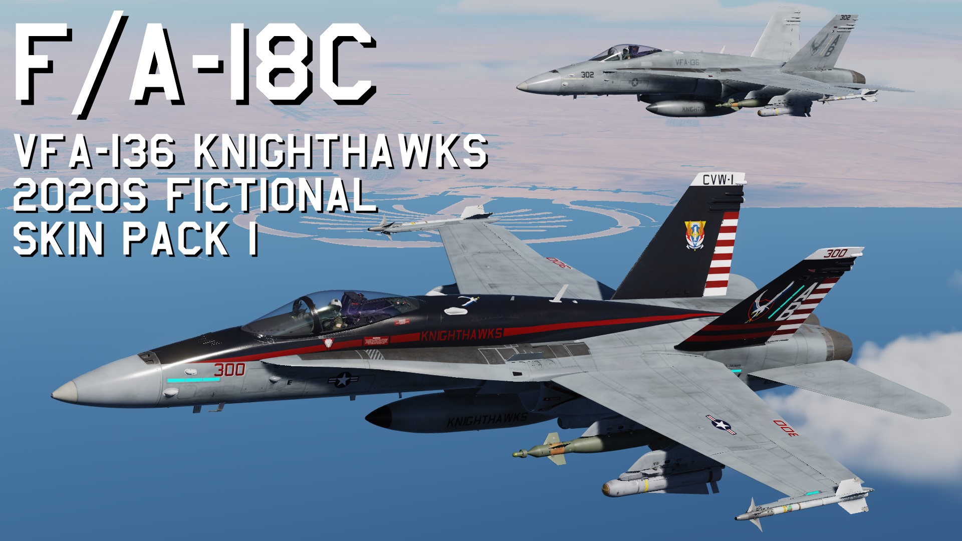 FA-18C VFA-136 Knighthawks 2020s fictional 4K Skin Pack 1 update 2024/11/17