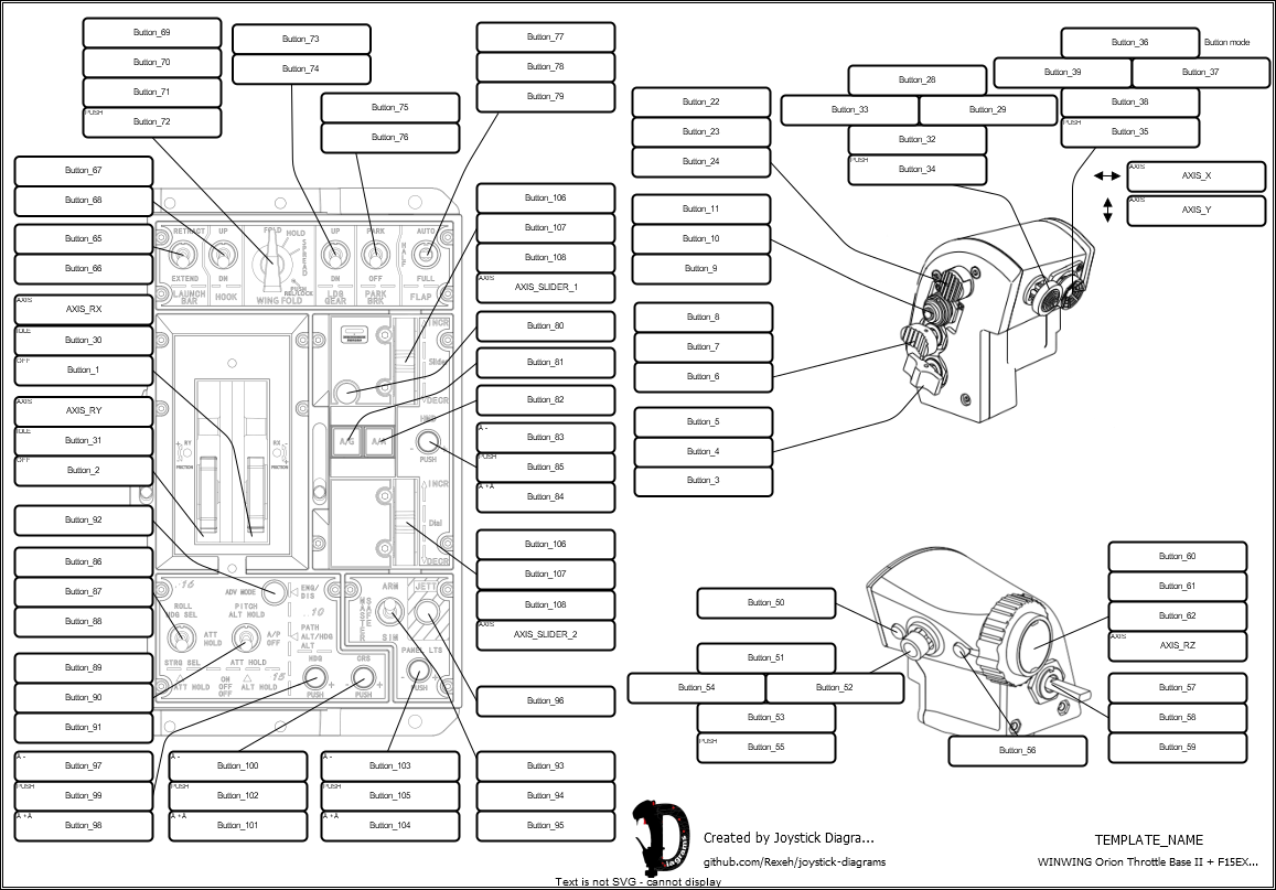 WinWing - Orion2 Throttle Base+15E Metal Throttle Grip - Joystick Diagrams Template (joystick-diagrams.com)