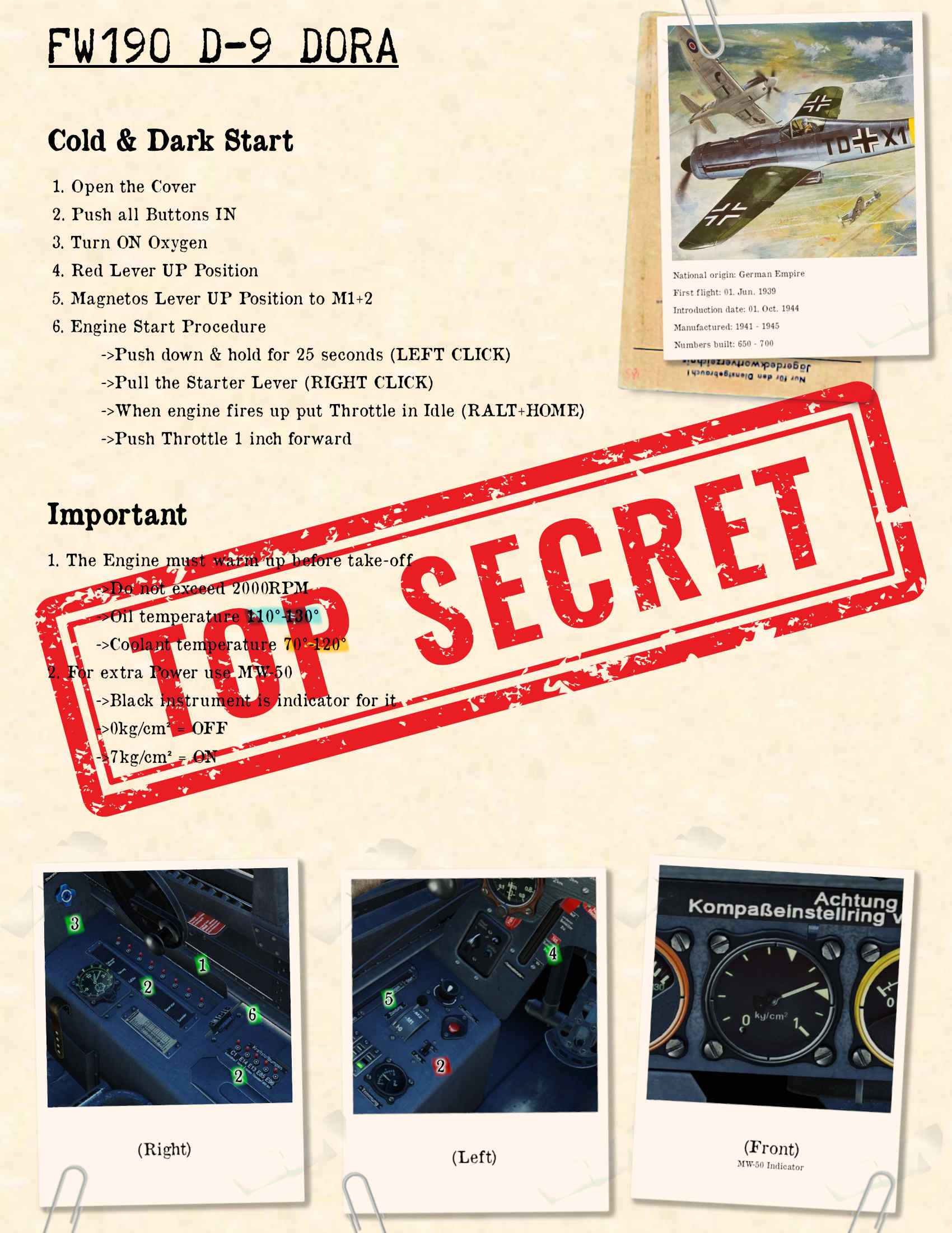 FW190 D9 Cold & Dark Start Kneeboard English