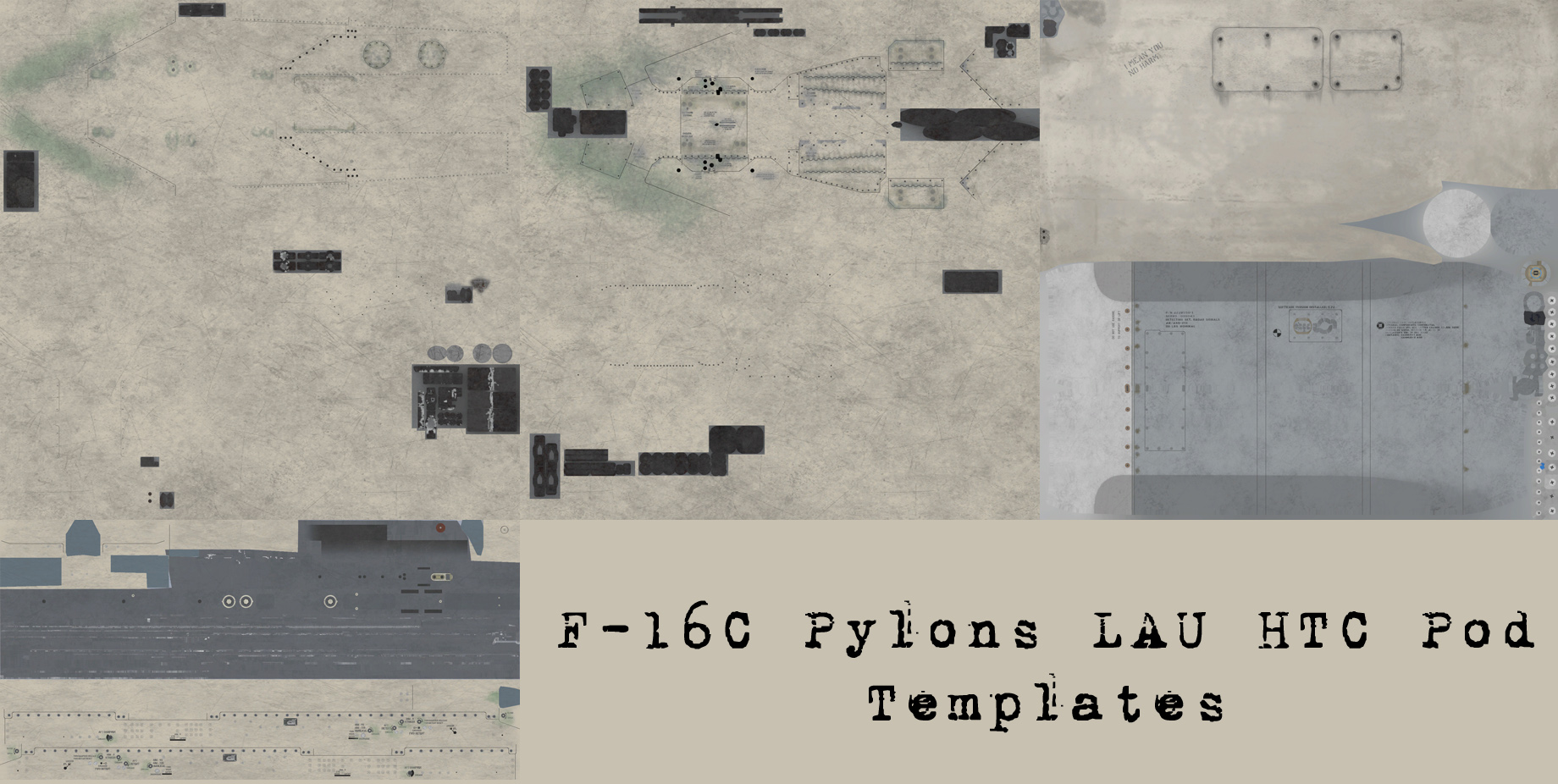 F-16C PSD Template for Pylons HTC Pod & LAU