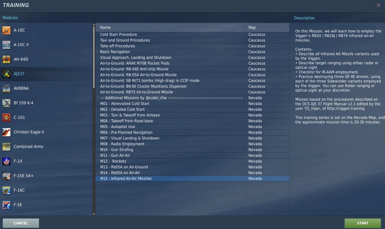 Training Missions for the Saab AJS37 Viggen - Nevada Edition