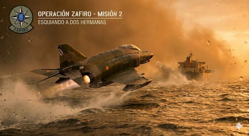 OPERACION ZAFIRO (SPANISH) MISION #2A "ESQUIANDO A LAS DOS HERMANAS"  MIRAGE F-1 EE // PHANTOM F4-E