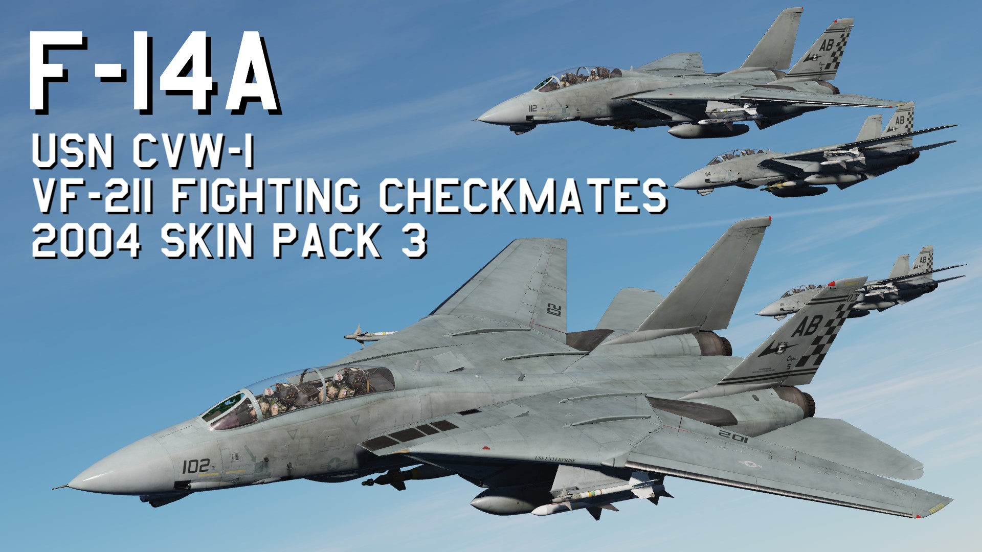 USN CVW-1 F-14A VF-211 Fighting Checkmates 2004 Skin Pack 3